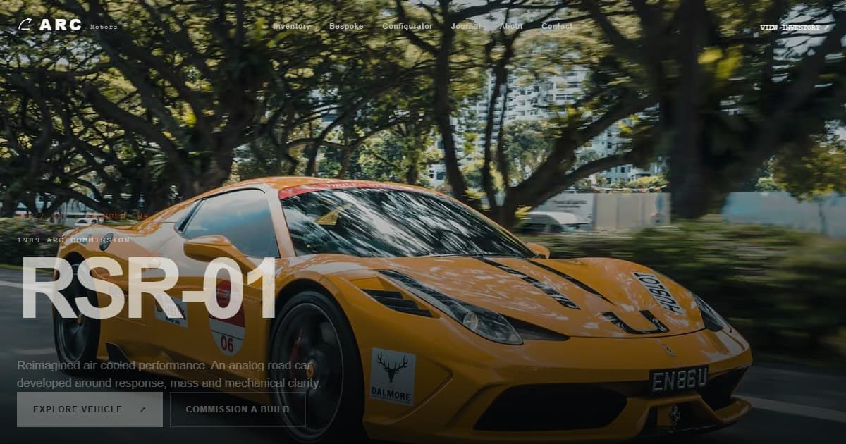 Arc Motors cinematic automotive website concept