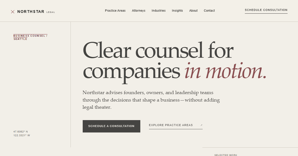 Northstar Legal professional services website concept